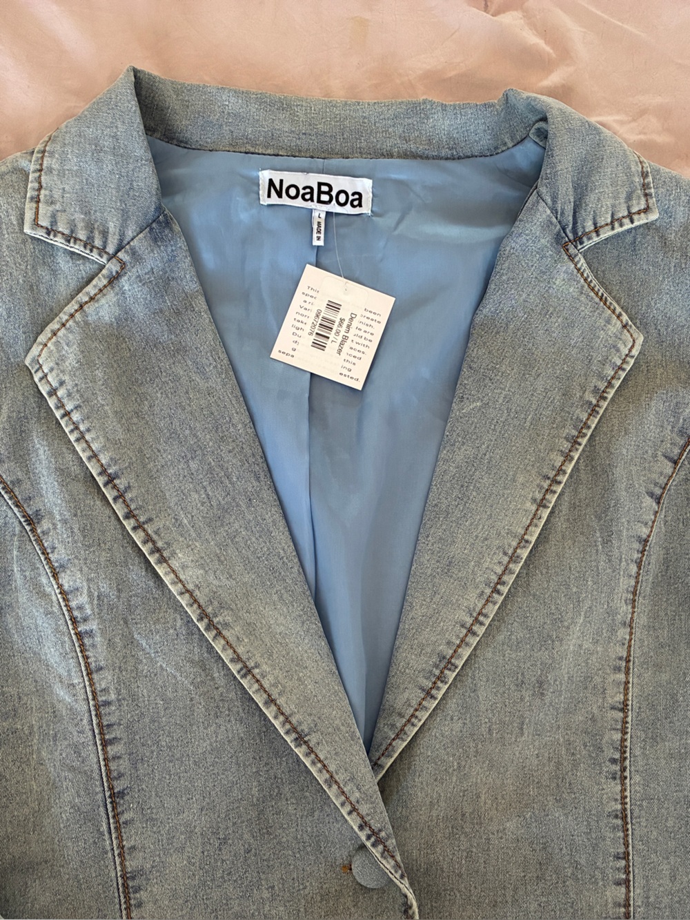 Light Blue Denim Blazer for Women Large - Picture 4 of 16